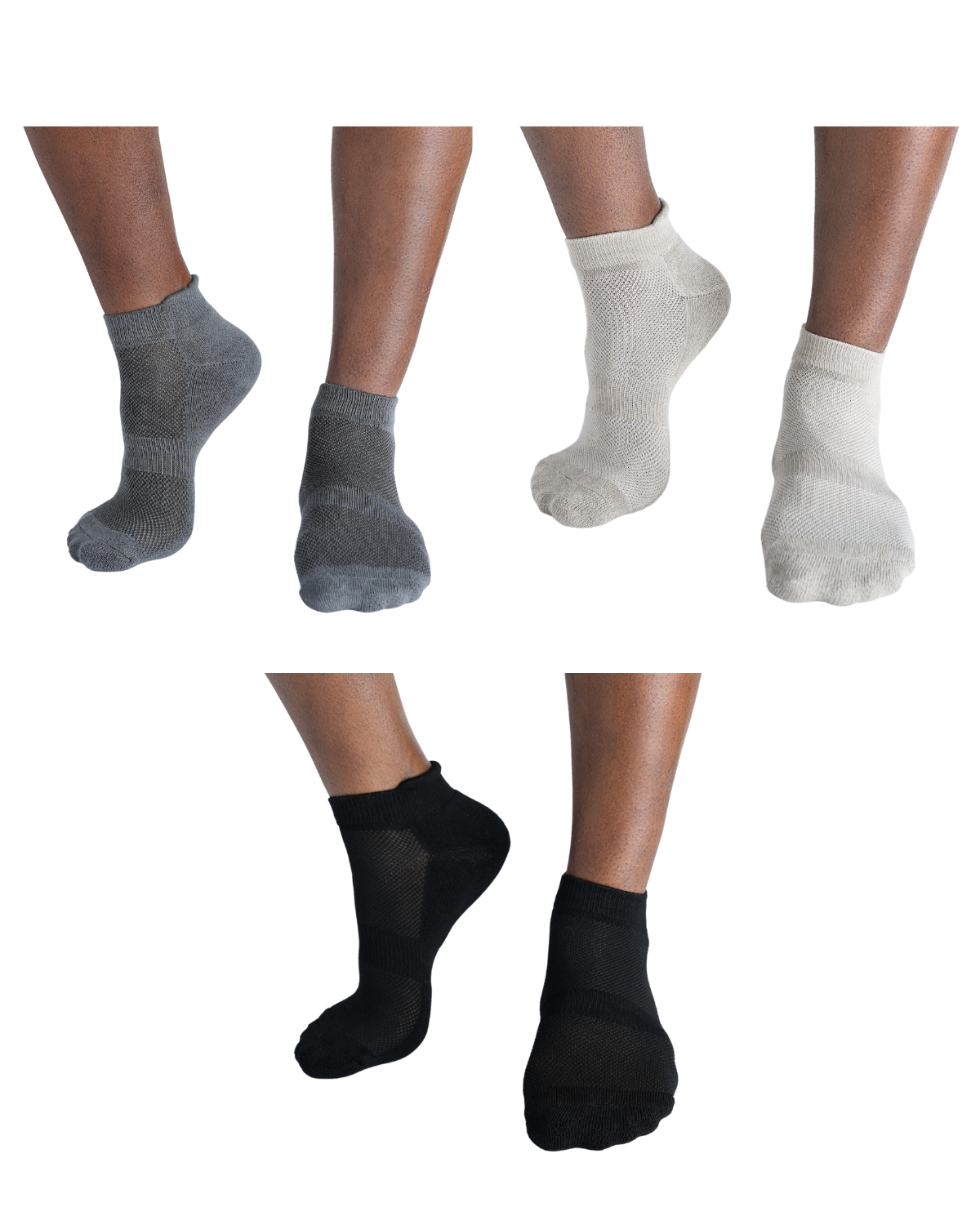 Off White + Off Black + Black Bamboo Socks (Pack of 3)