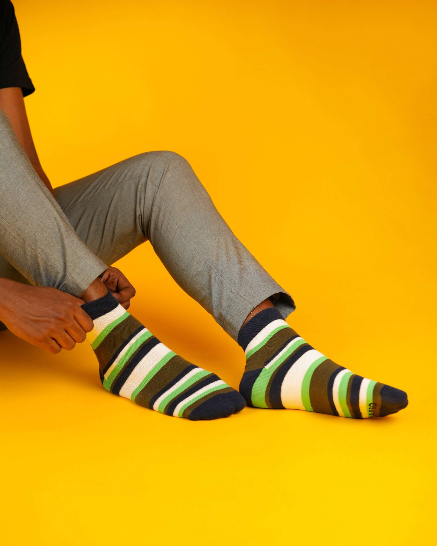 Earthy Green Stripe Socks