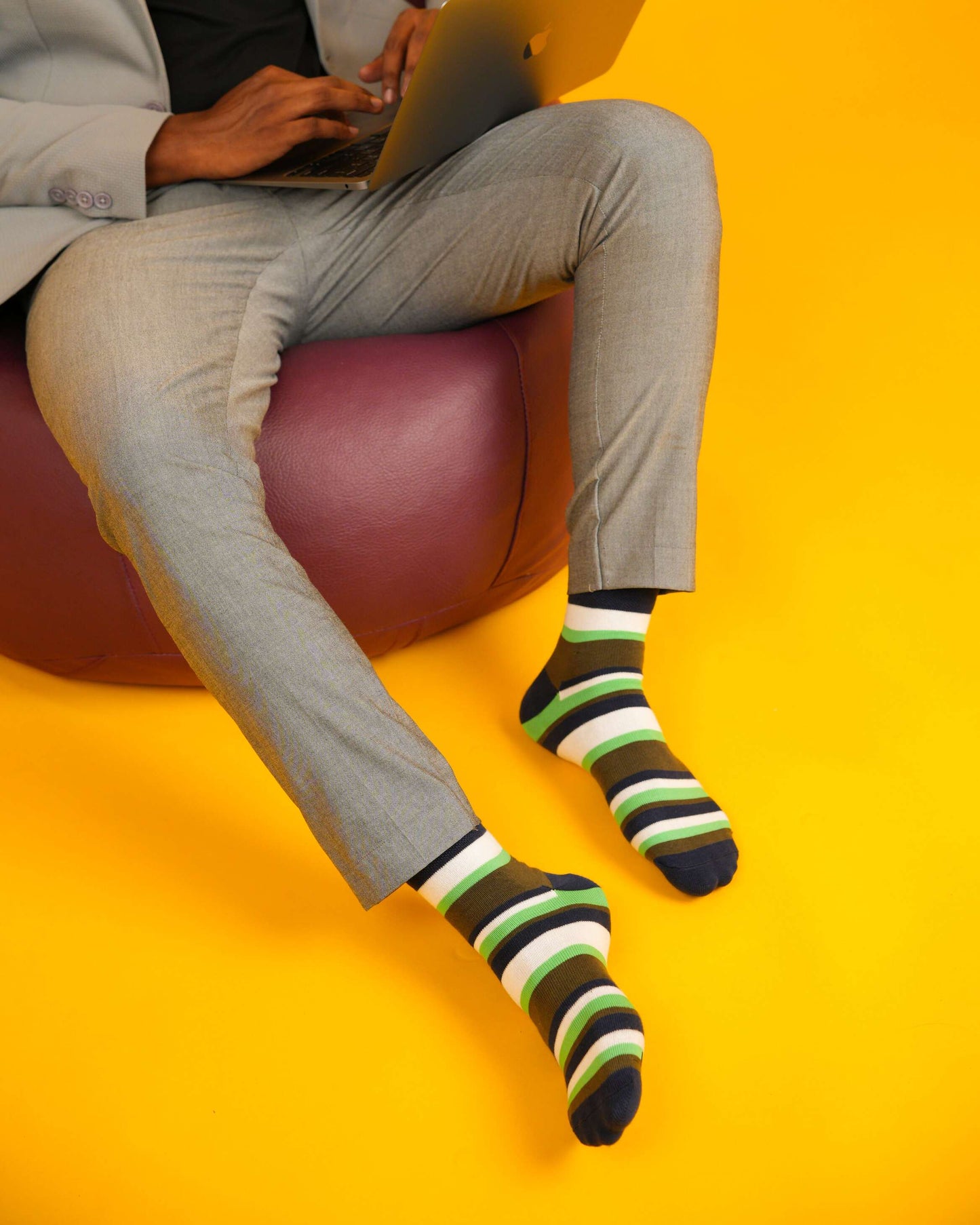 Earthy Green Stripe Socks