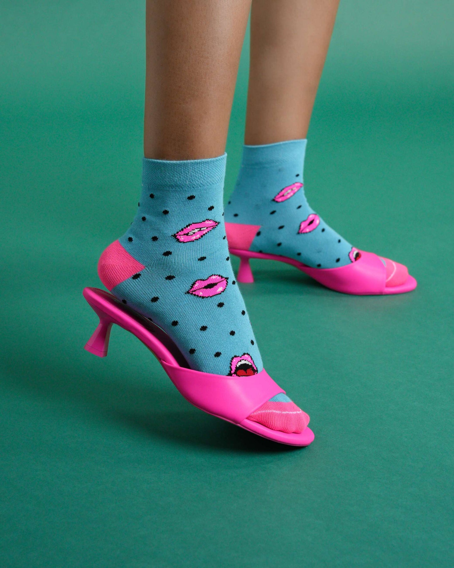 The Dots & Kisses Blue Socks