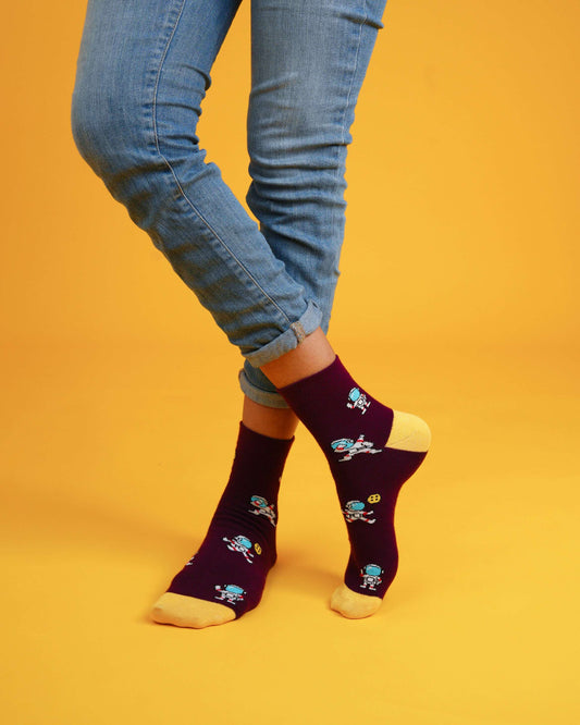 Spaceman burgundy socks