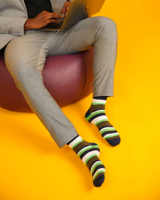 Earthy Green Stripe Socks