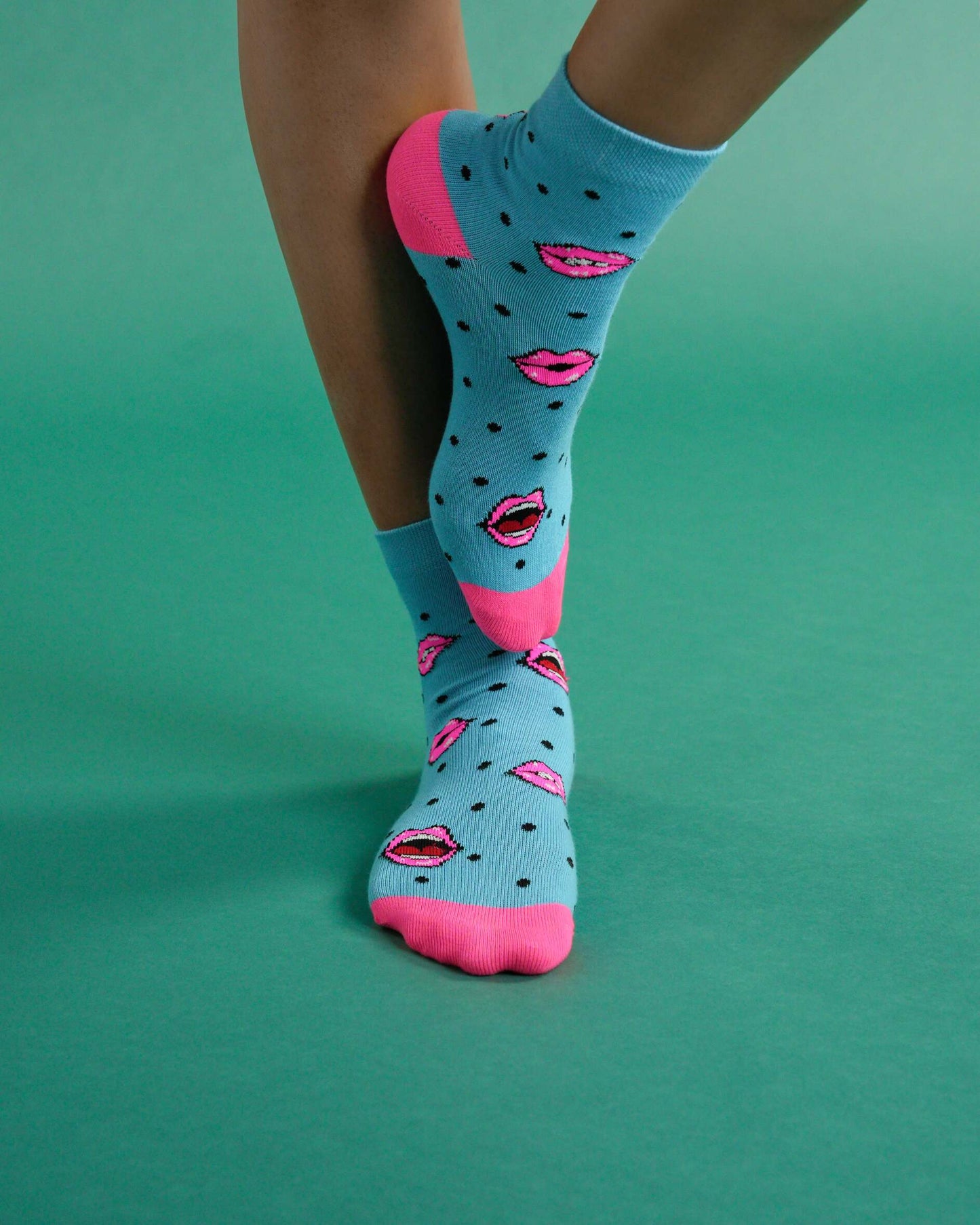 The Dots & Kisses Blue Socks