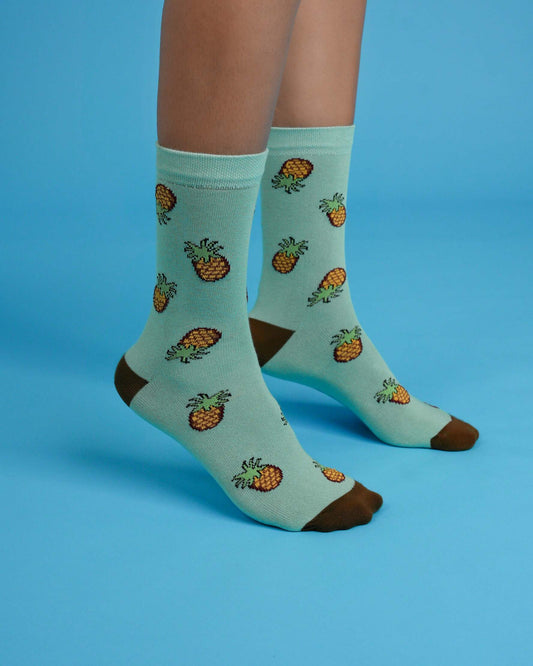 Raining Pineapple Green Socks
